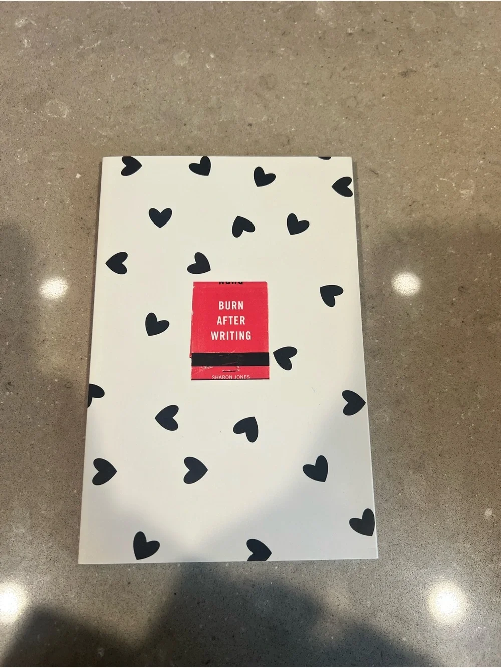 Burn After Writing Journal - White with Black Hearts